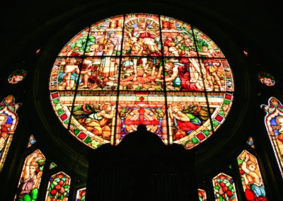 Stained glass window at St James Church